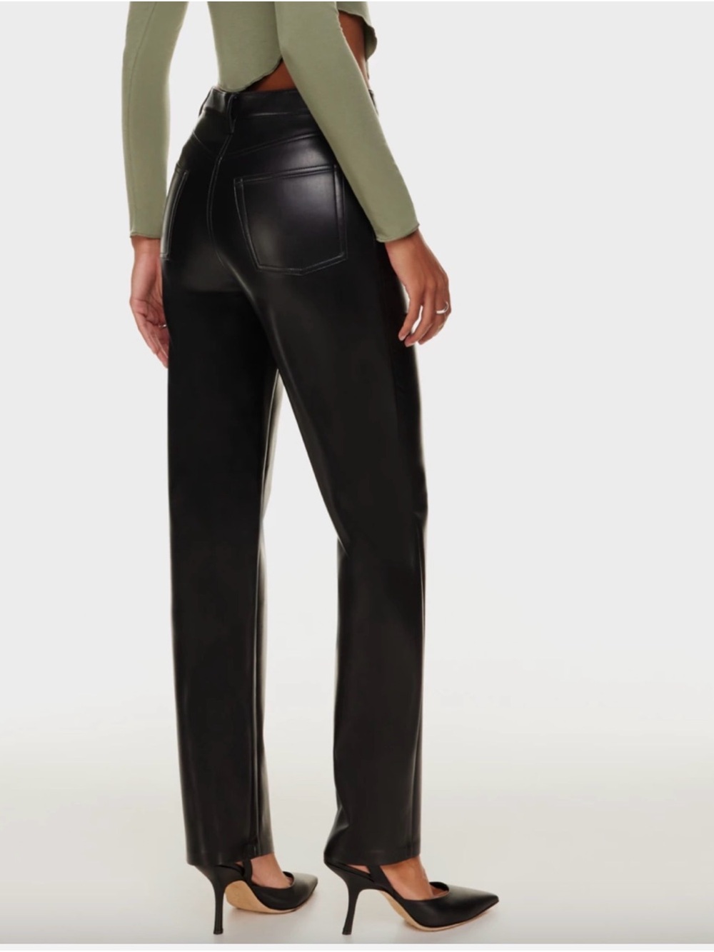 Wilfred Black Faux Leather Straight-Leg Pants